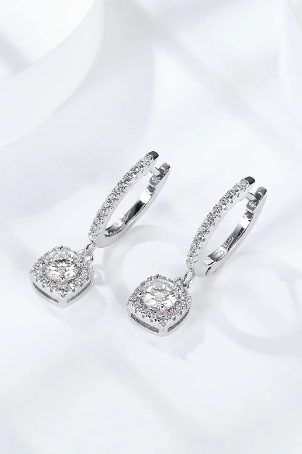 Moissanite Halo Huggie Earrings Sterling Silver - Southern Shores Clothing