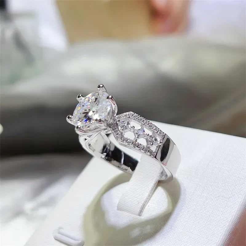 3 Carat Platinum-Plated Sterling Silver Moissanite Ring - Southern Shores Clothing