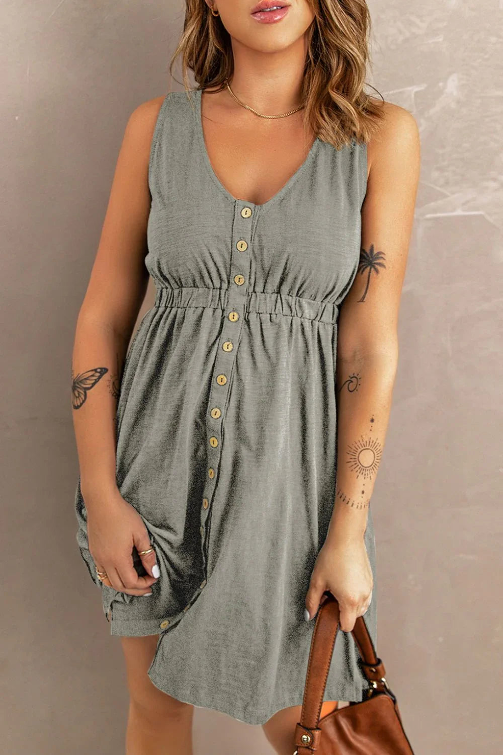 Casual Sleeveless Button Down Mini Magic Dress - Southern Shores Clothing