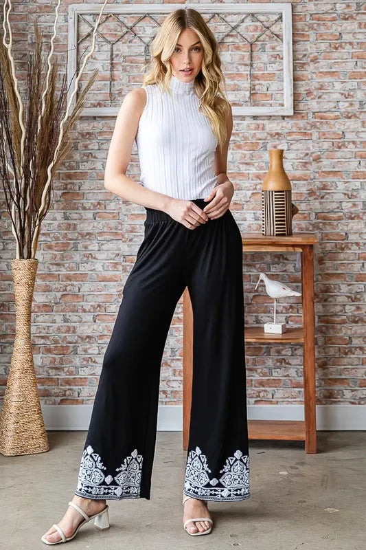 Damask Textured Plus Size Pants With Breathable Stretch - Southern Shores Clothing