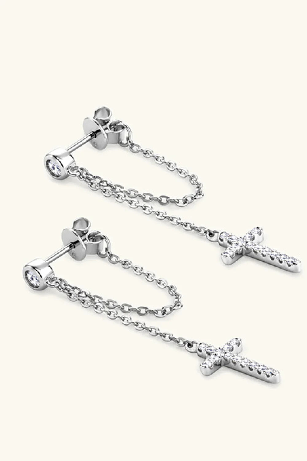Moissanite Sterling Silver Cross Earrings - Southern Shores Clothing