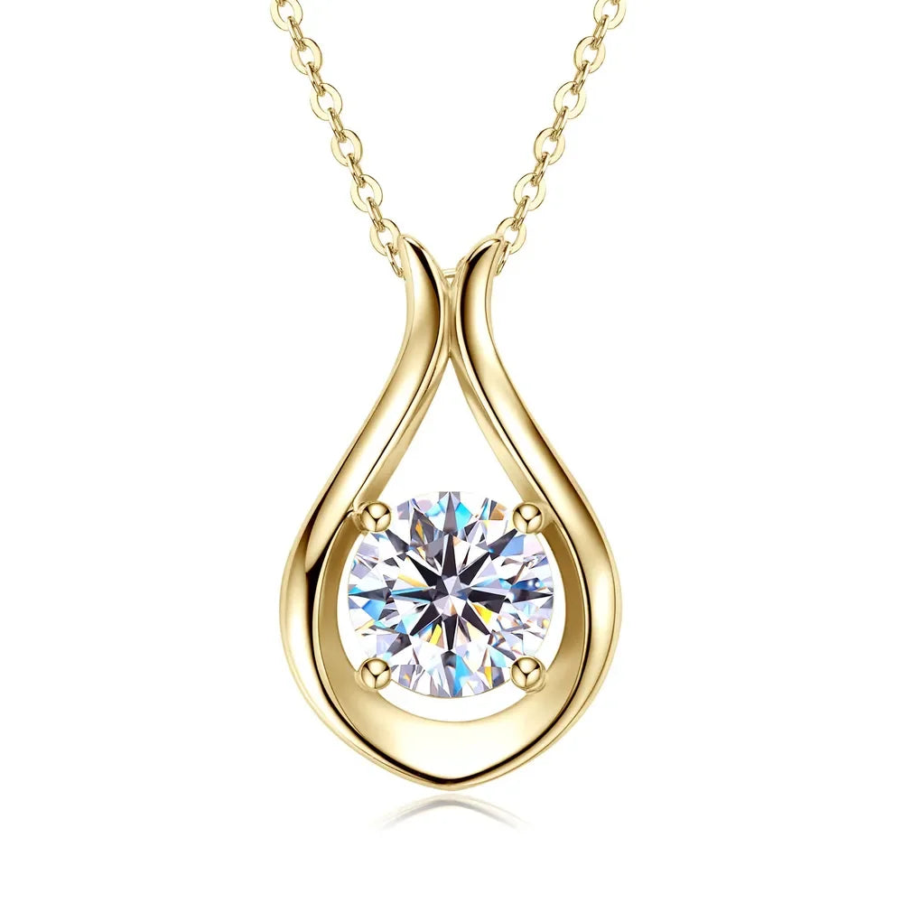 2 Carat Moissanite Gold Plated Sterling Silver Necklace - Southern Shores Clothing