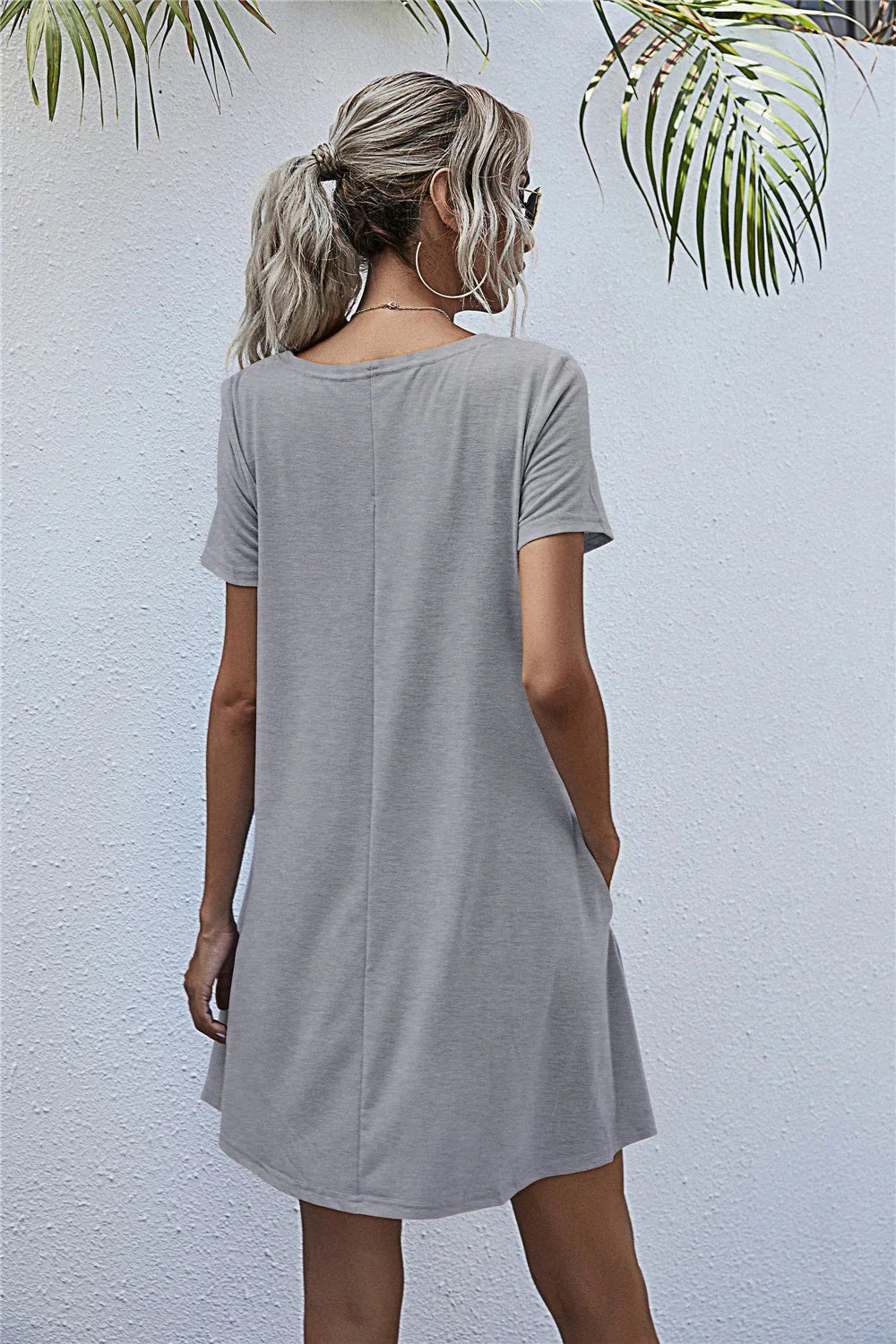 Round Neck Short Sleeve Mini Dress - Southern Shores Clothing