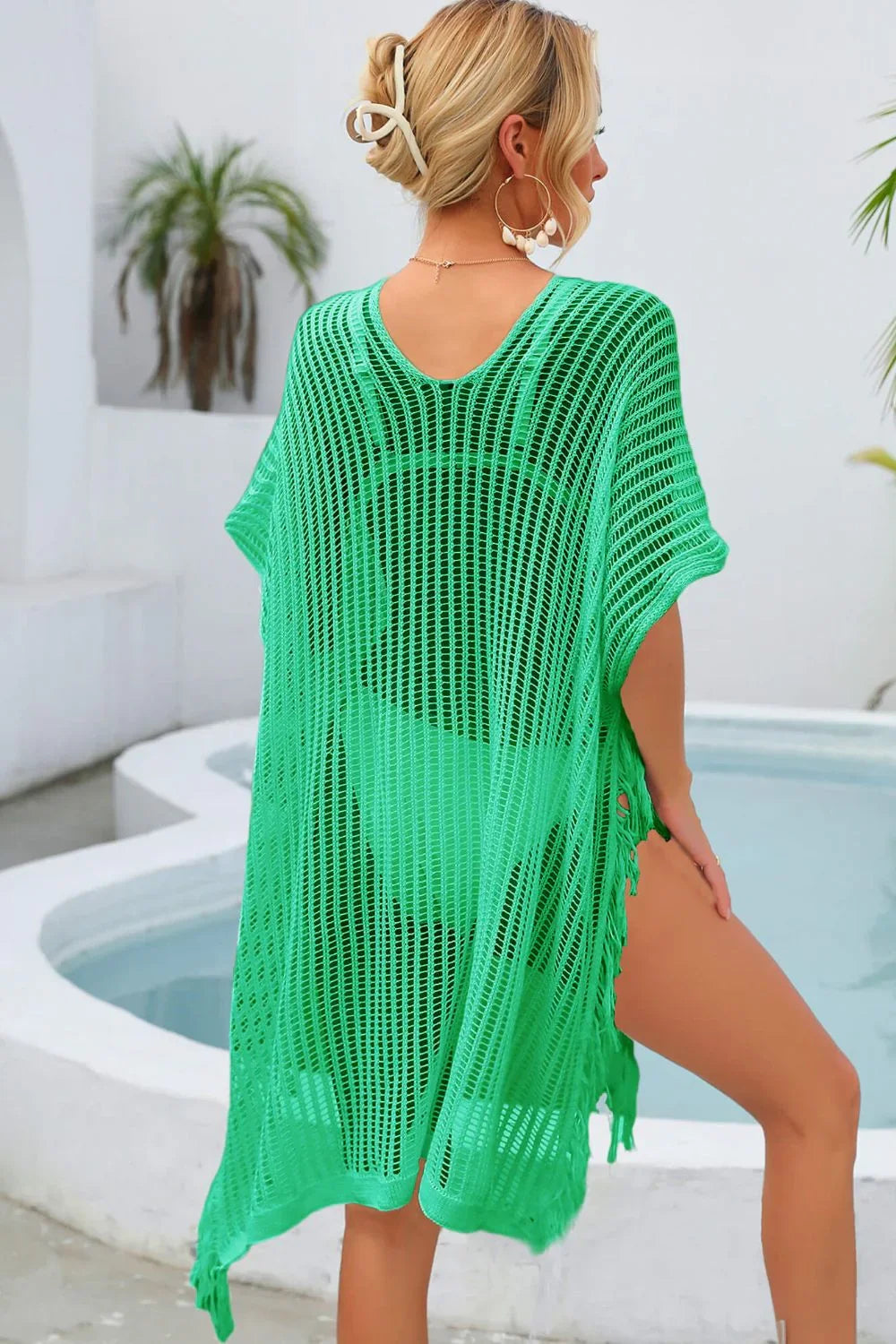 Angel Wings Fringe Trim Openwork Cover Up One Size - Southern Shores Clothing