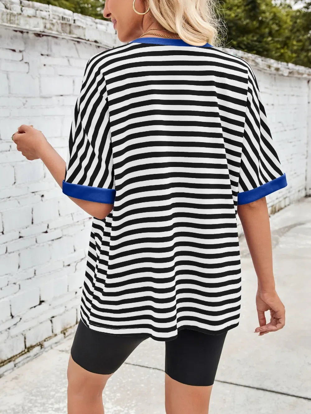 Lovelet Striped Round Neck Half Sleeve T-Shirt - Southern Shores Clothing