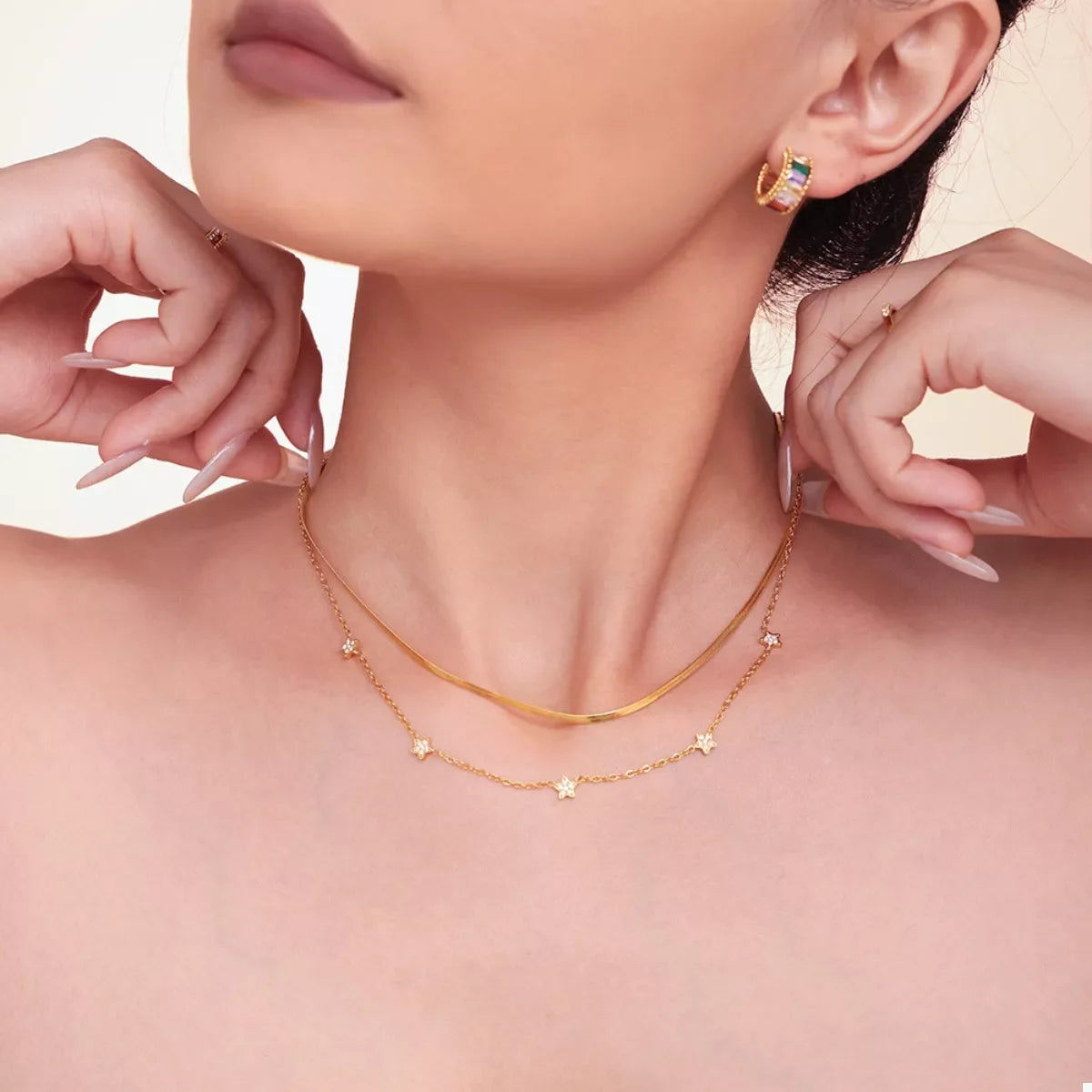 Two-Piece Zircon Necklace Set With Adjustable Chains - Southern Shores Clothing