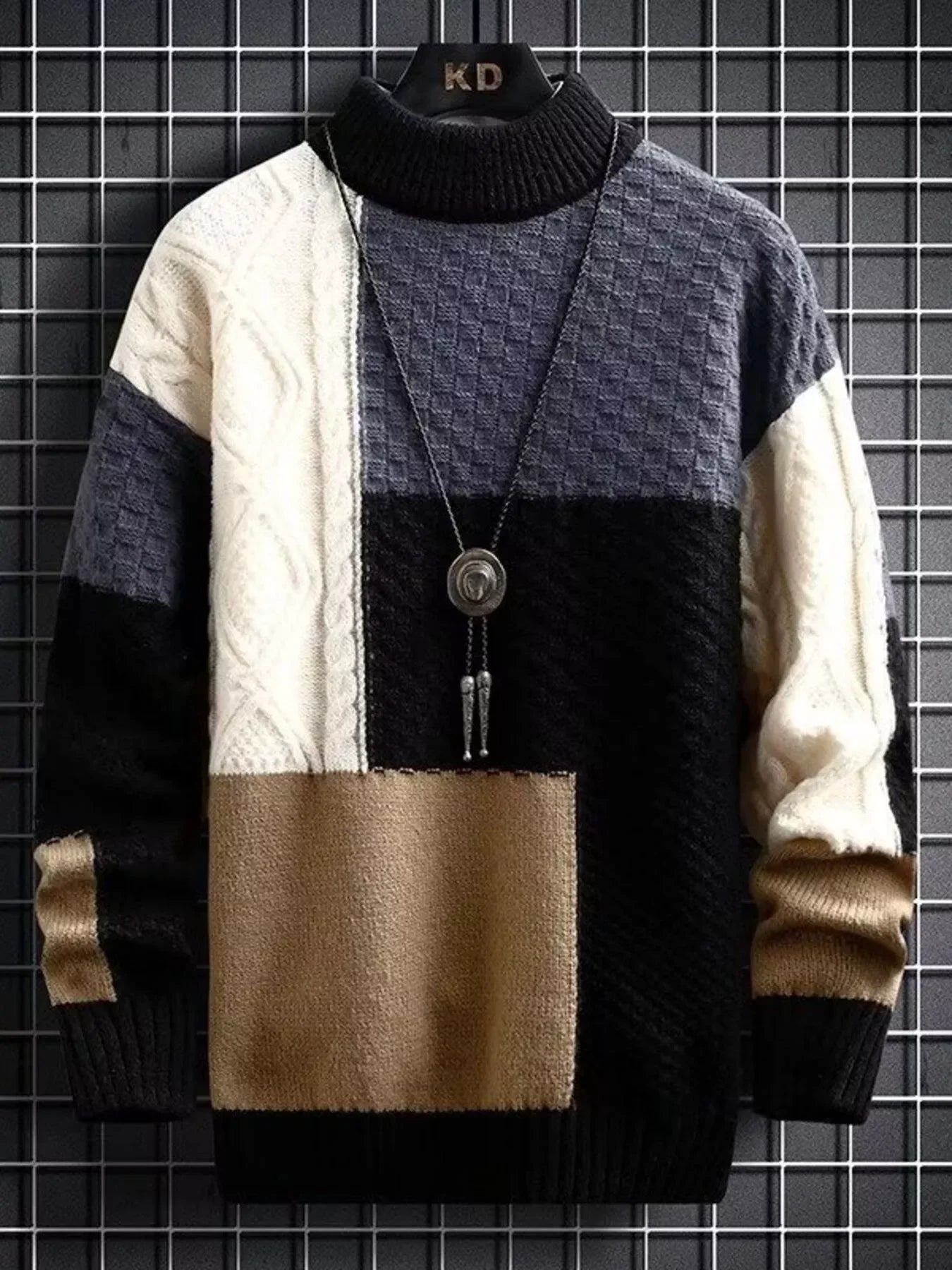 Plus Size Cable Knit Block Pullover Casual - Southern Shores Clothing