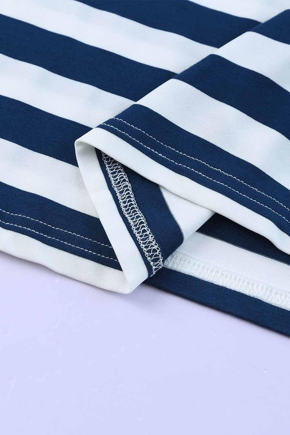Striped V-Neck Short Sleeve Side Slit Dress - Southern Shores Clothing