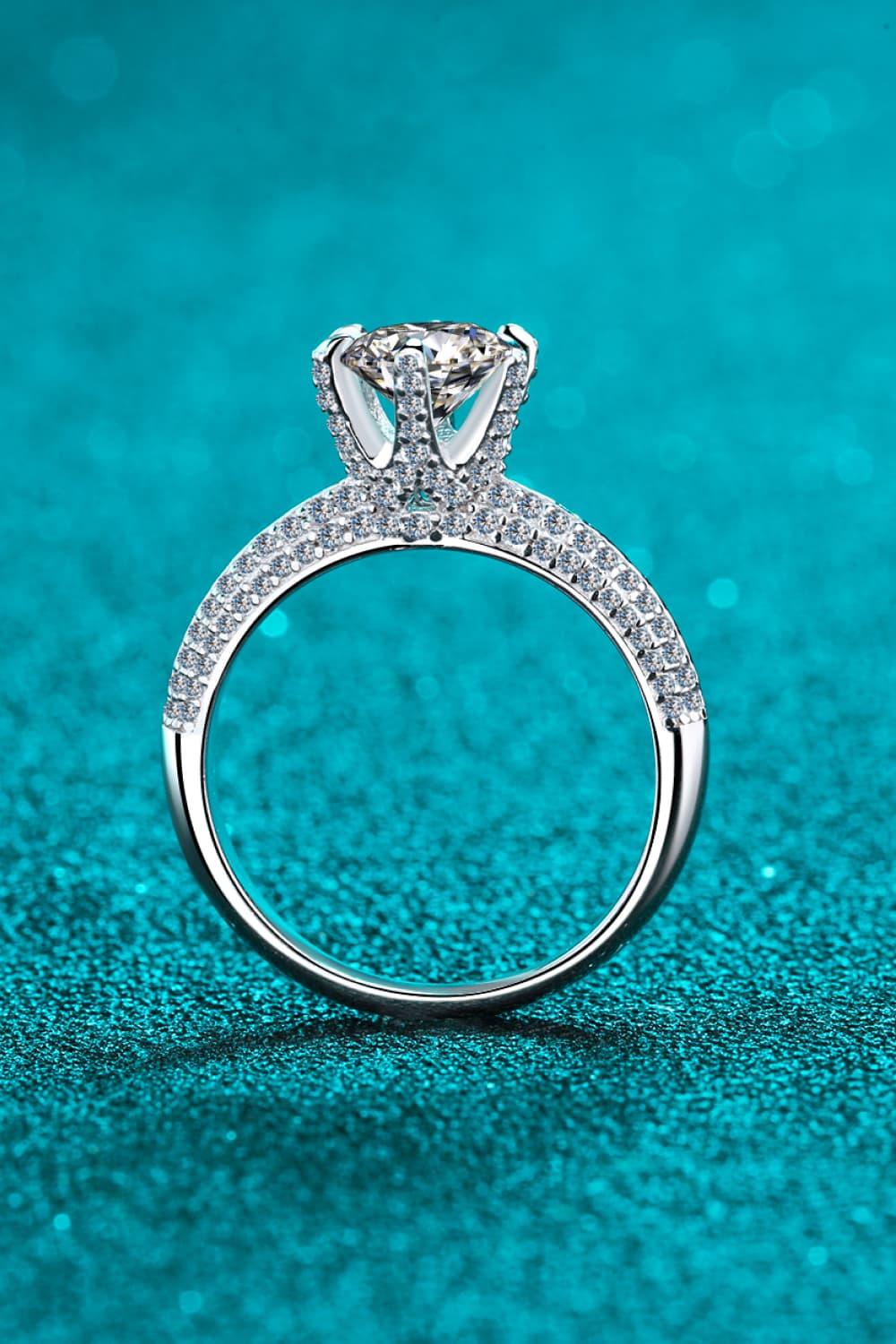 Moissanite Ring With Side Stones In Sterling Silver - Southern Shores Clothing