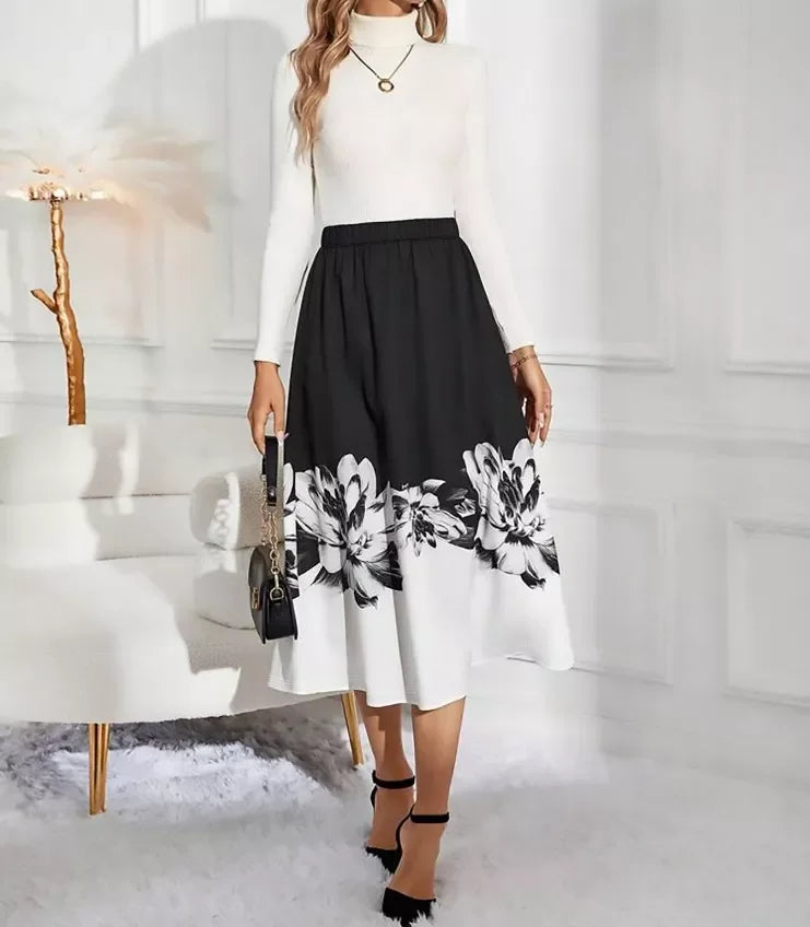 Lightweight Floral Print A Line Midi Skirt - Southern Shores Clothing