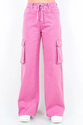 Plus Size Wide Leg Cargo Pants With Drawstring - Southern Shores Clothing