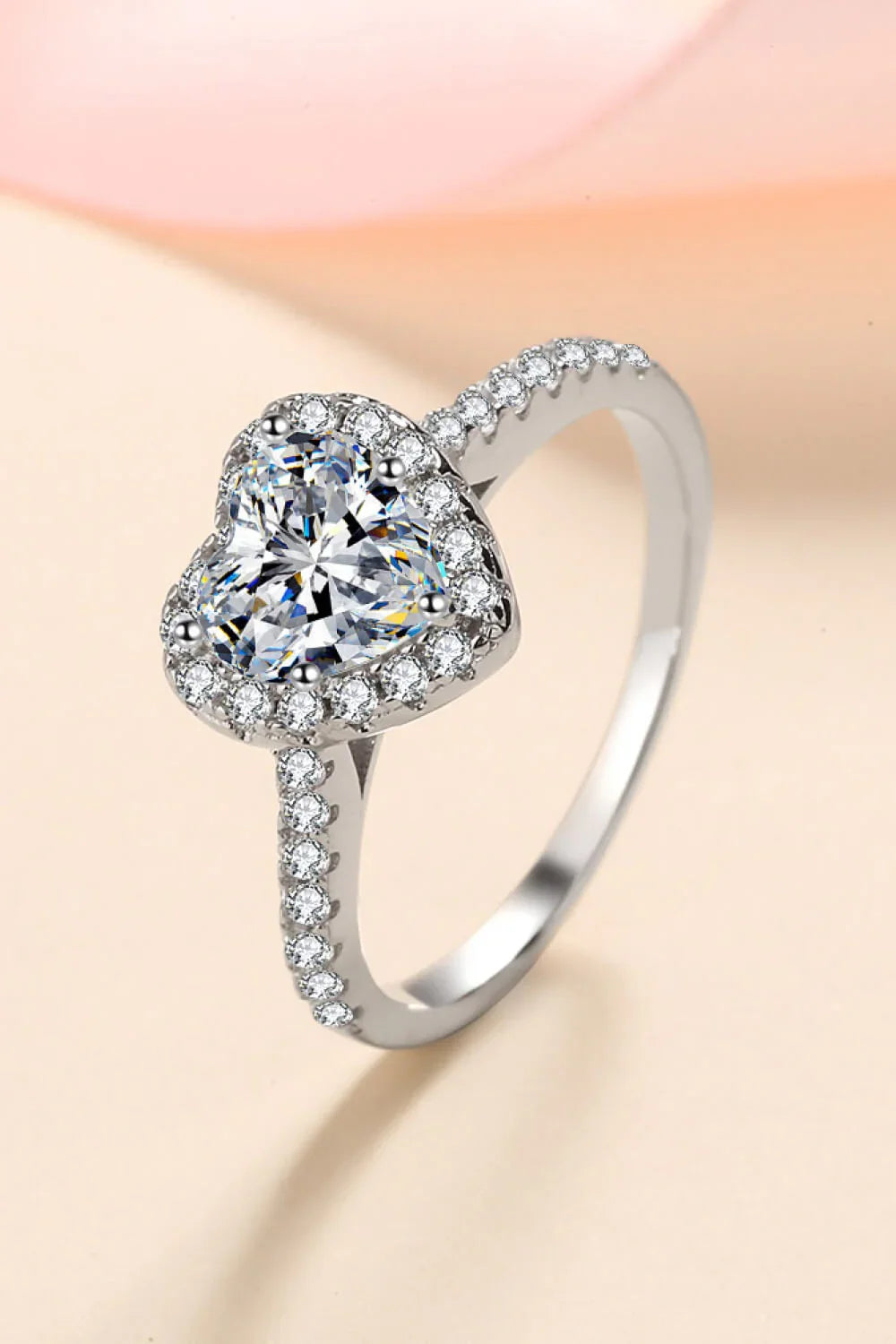 1 Carat Heart Shaped Moissanite Ring In Sterling Silver - Southern Shores Clothing