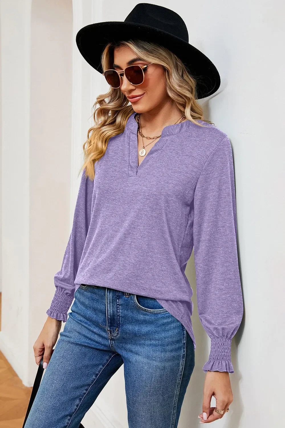 Notched Lantern Sleeve T-Shirt - Southern Shores Clothing