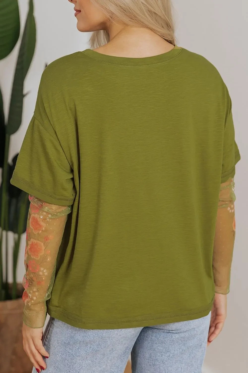 Round Neck Mesh Long Sleeve T-Shirt - Southern Shores Clothing