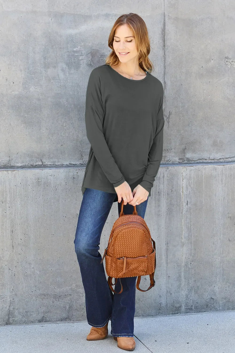 Round Neck T Shirt With Dropped Shoulder - Southern Shores Clothing