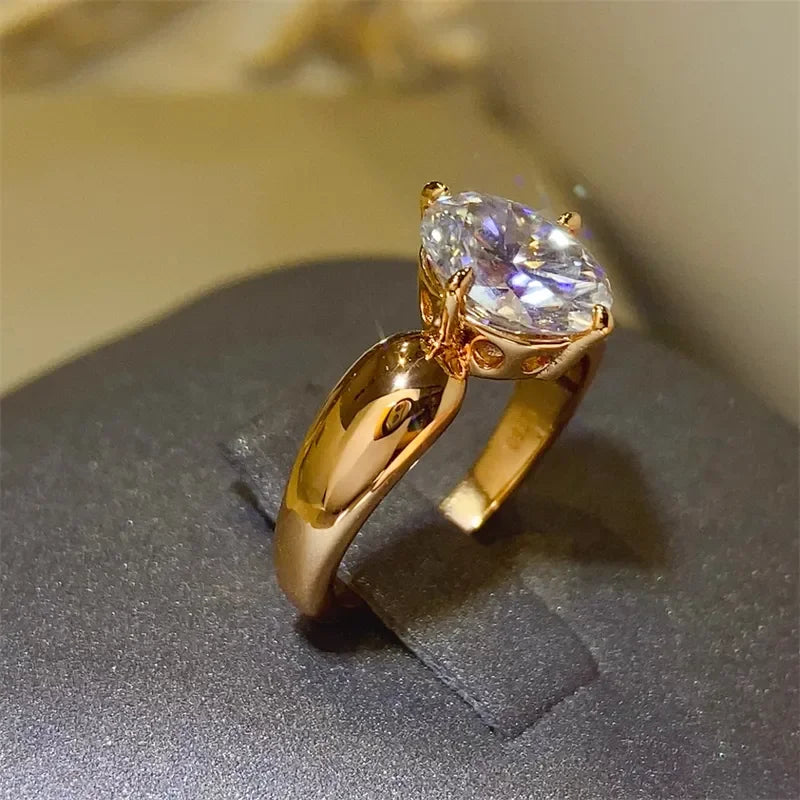 2 Carat Moissanite Sterling Silver Ring 18K Gold Accent - Southern Shores Clothing