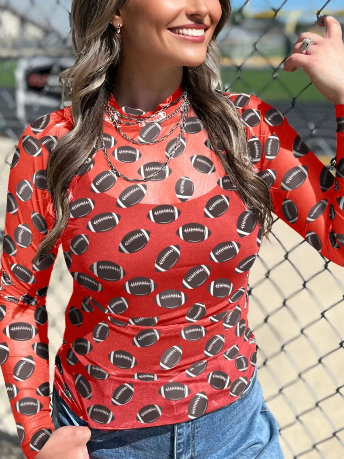 Stretch Mesh Sheer Long Sleeve Top With Coastal Flair - Southern Shores Clothing