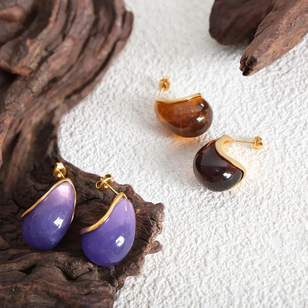 Handcrafted Resin Teardrop Earrings Lightweight Coastal - Southern Shores Clothing
