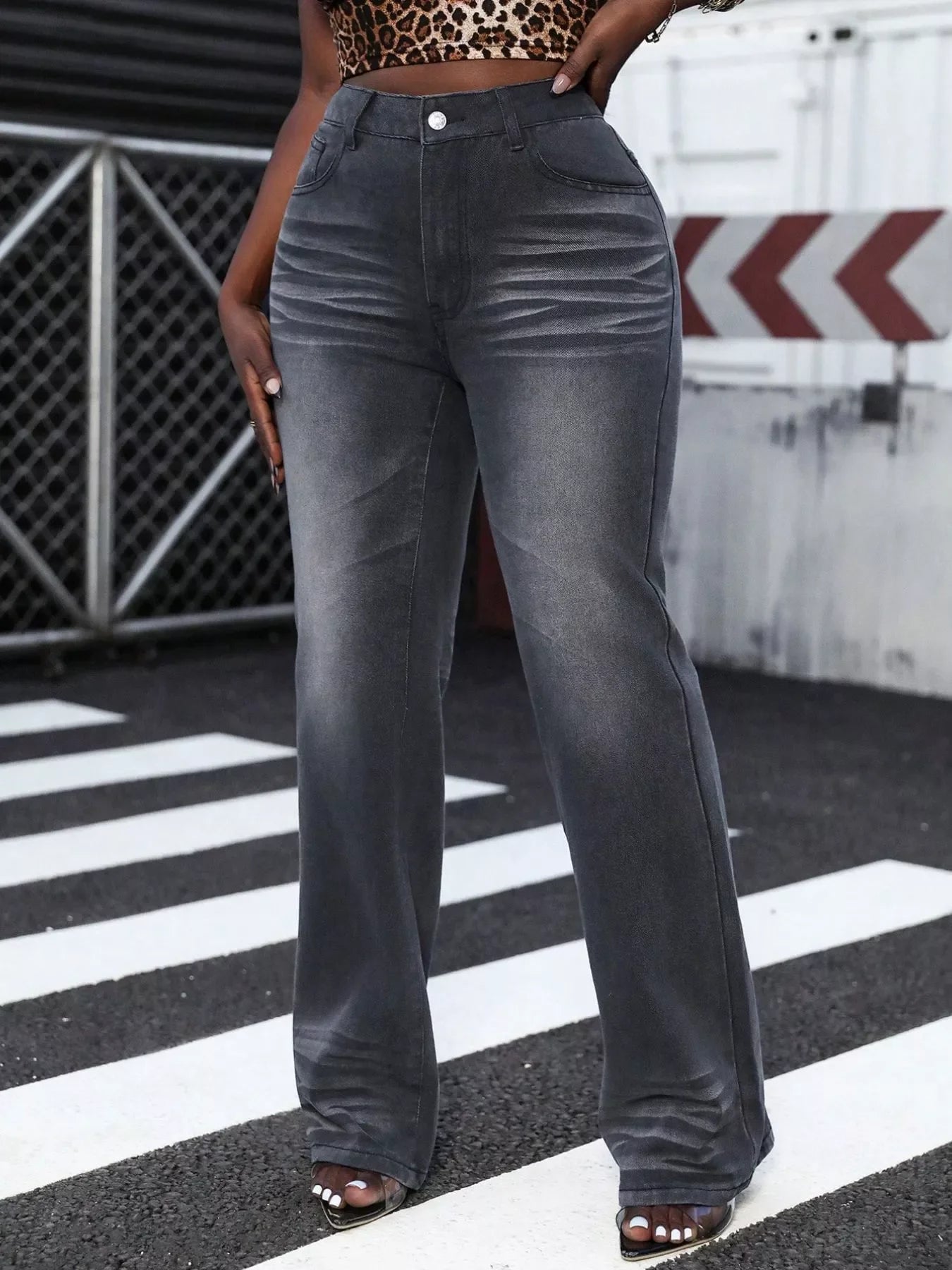 High Waist Straight Leg Denim Jeans With Stretch - Southern Shores Clothing