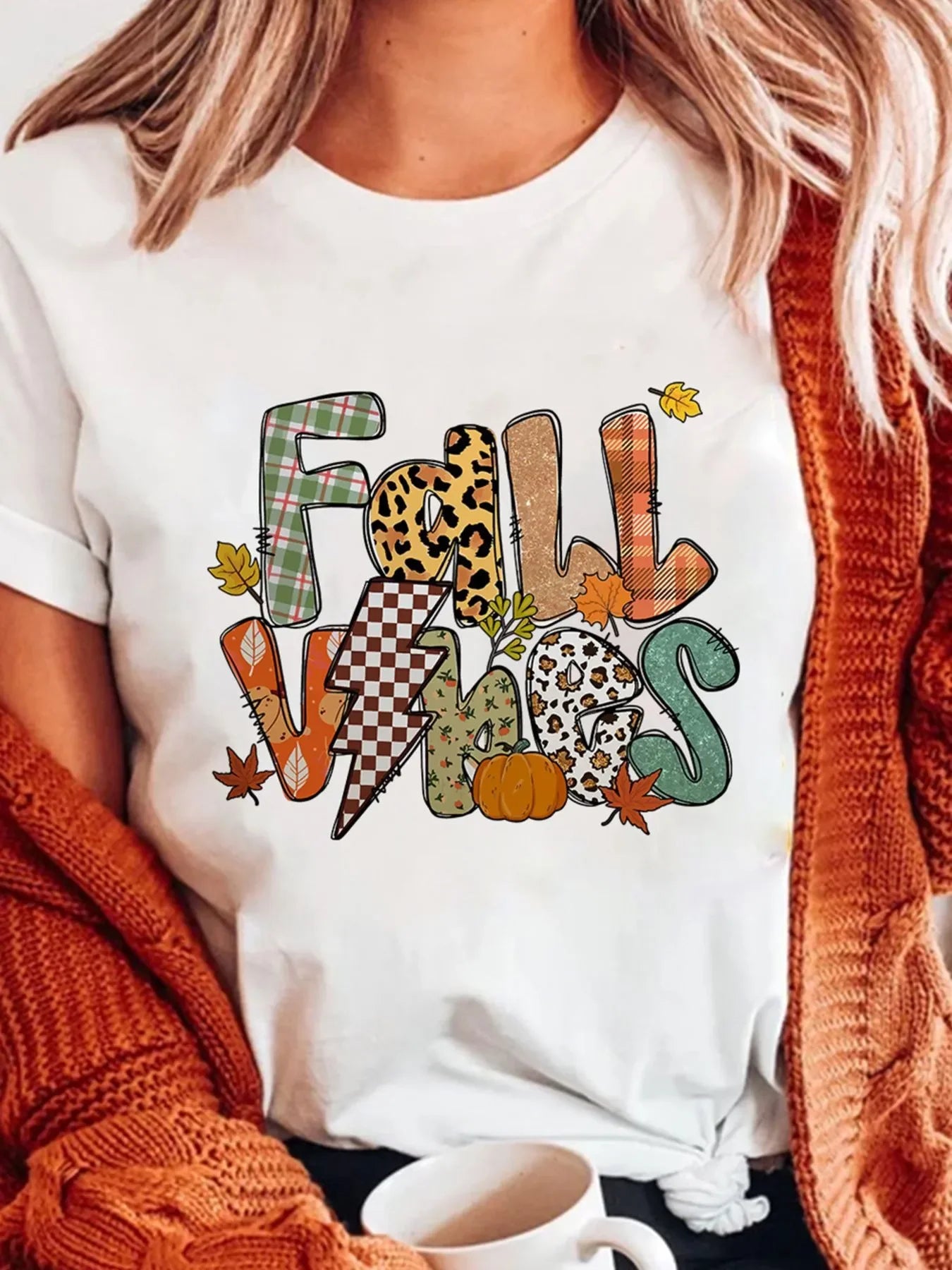 Fall Vibes Casual T Shirt With Slight Stretch Design - Southern Shores Clothing