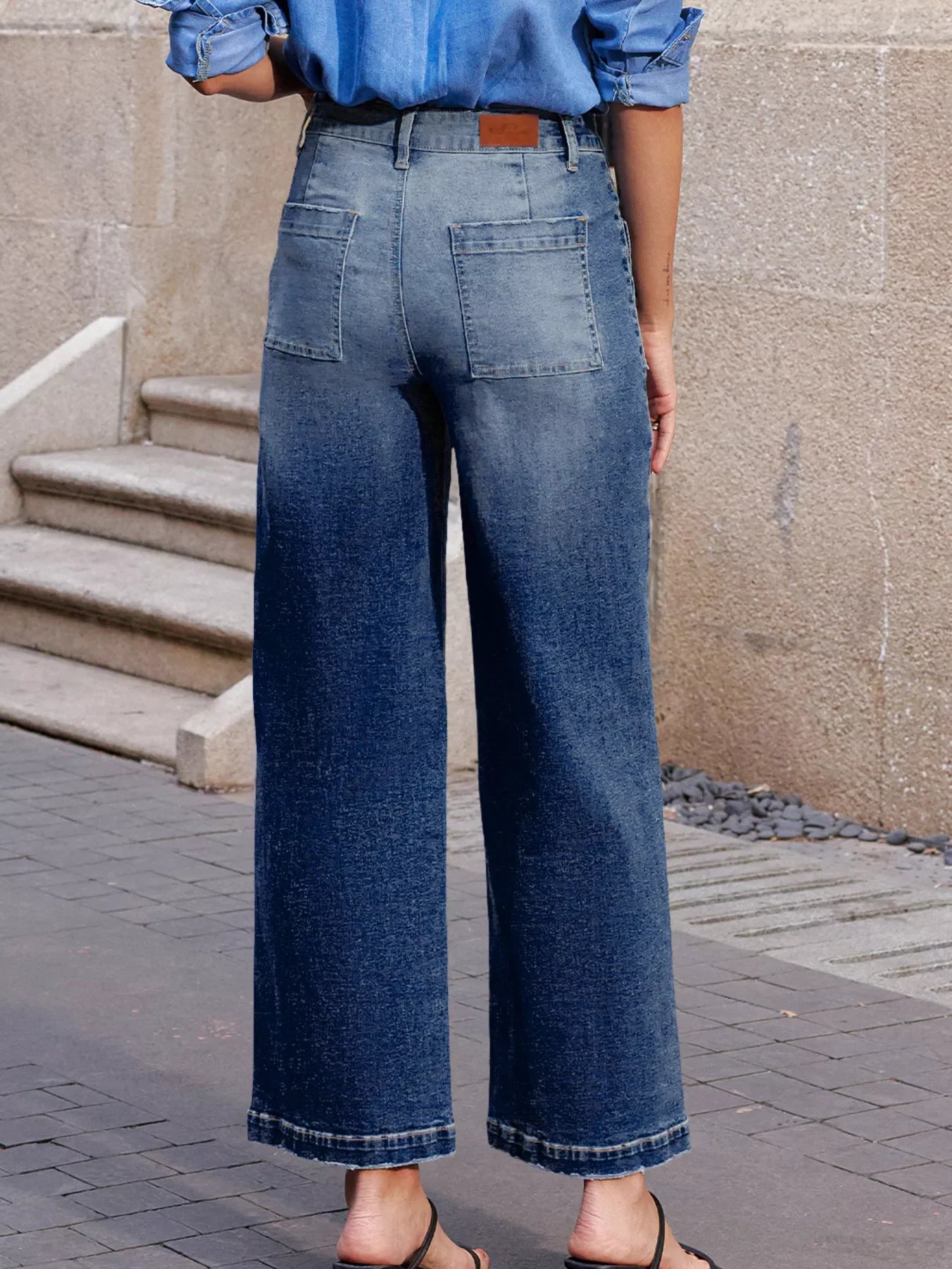 Coastal Denim Patch Pocket Shift Jeans With Pockets - Southern Shores Clothing