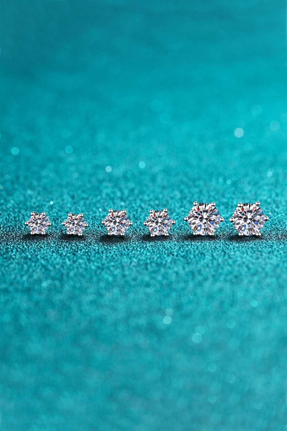 Sterling Silver Moissanite Stud Earrings Everyday Wear