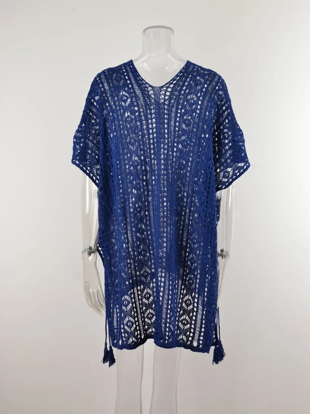 Angel Wings Cutout V-Neck Cover-Up With Tassel - Southern Shores Clothing