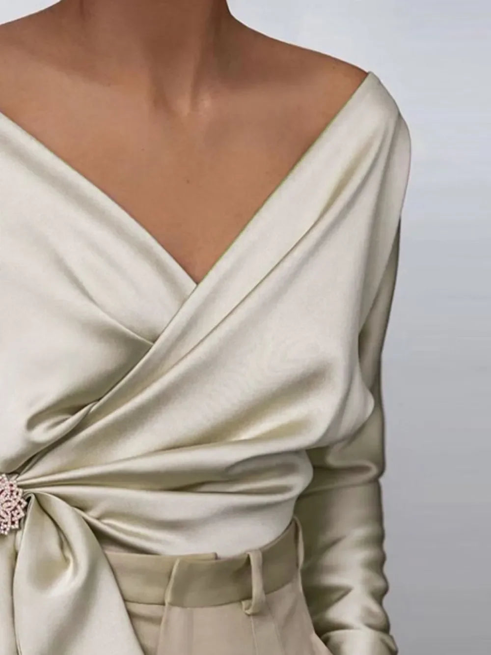 Southern Shores Clothing Surplice Long Sleeve Blouse With Tied Bow In 95% Polyester - Southern Shores Clothing