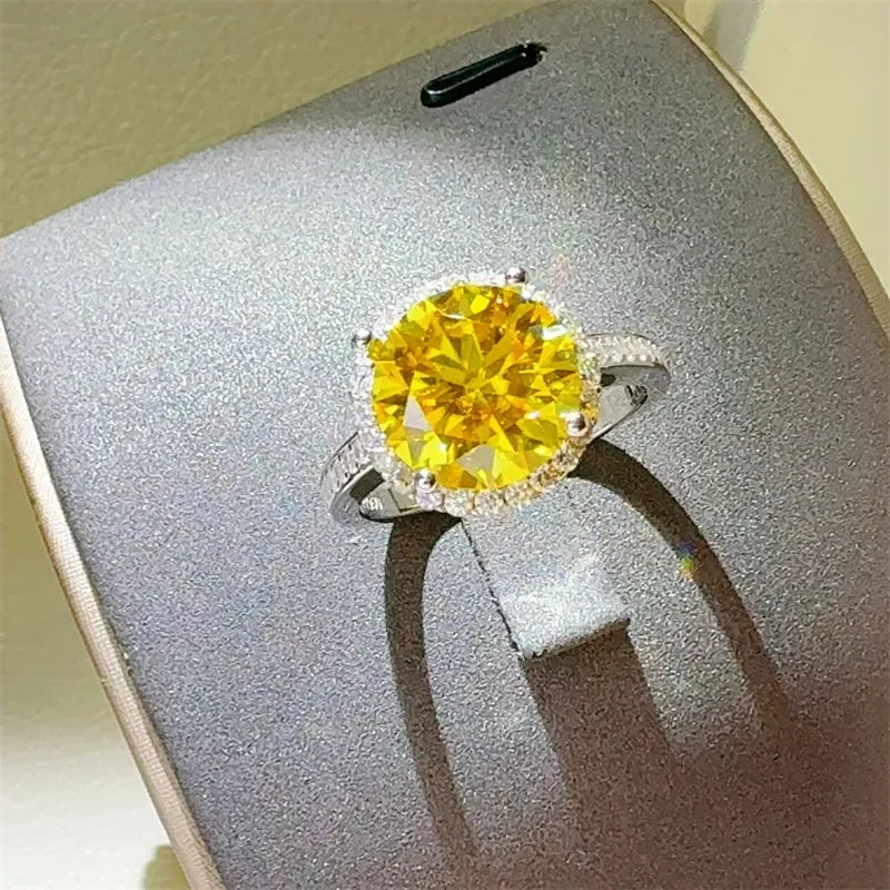 3 Carat Moissanite Zircon Halo Sterling Silver Ring - Southern Shores Clothing