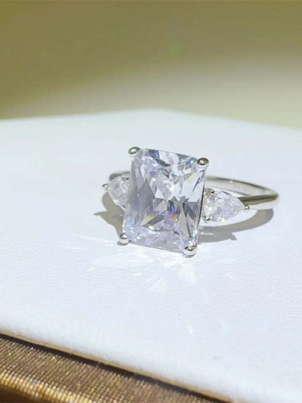 3 Carat Moissanite Sterling Silver Square Ring