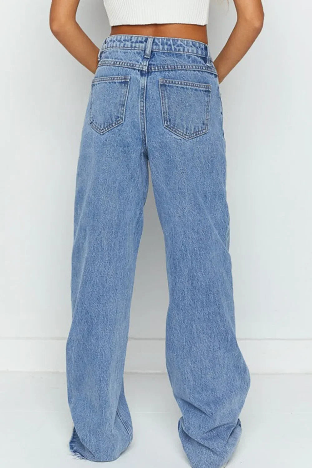Coastal Denim Mid Rise Asymmetrical Waist Wide Leg Jeans - Southern Shores Clothing