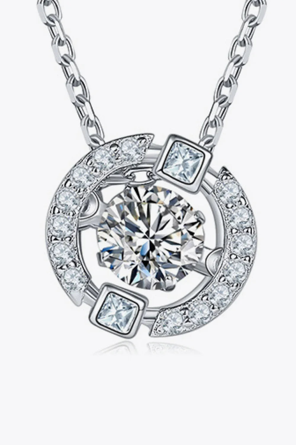 Moissanite Pendant Necklace, 0.5ct Sterling Silver Chain