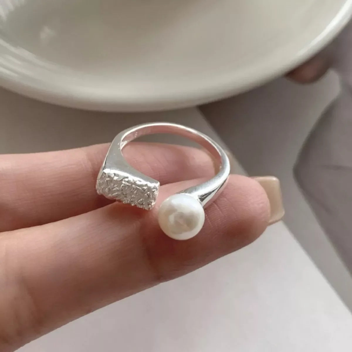 Freshwater Pearl Sterling Silver Open Ring - Southern Shores Clothing