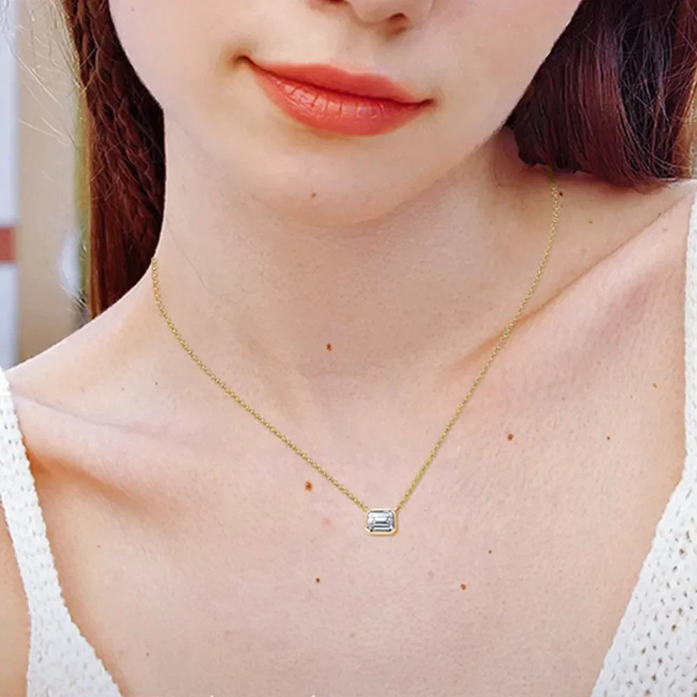 Moissanite Sterling Silver Pendant Necklace 1-Carat - Southern Shores Clothing