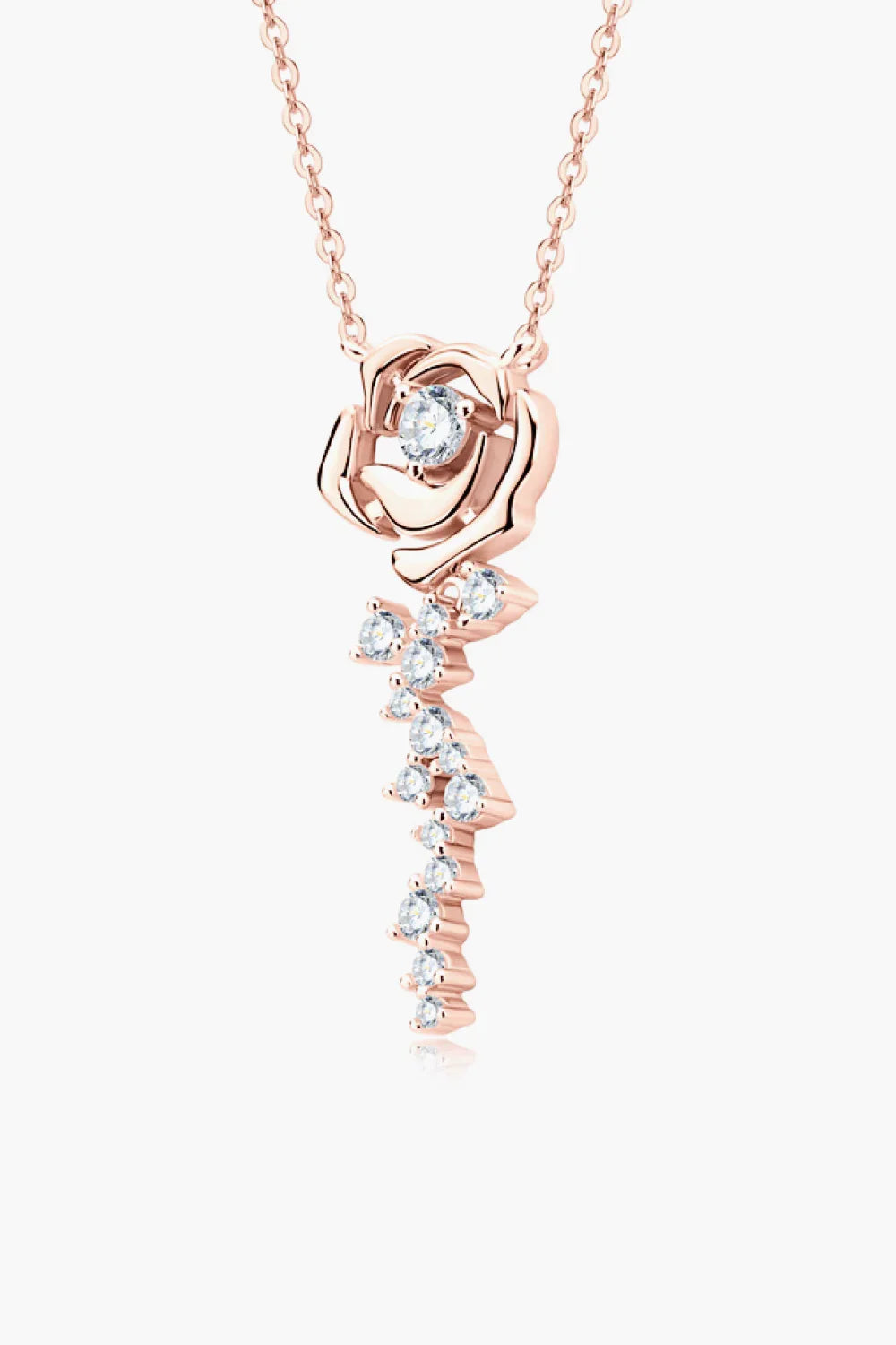 Two-Tone Sterling Silver Flower Pendant Necklace Moissanite - Southern Shores Clothing