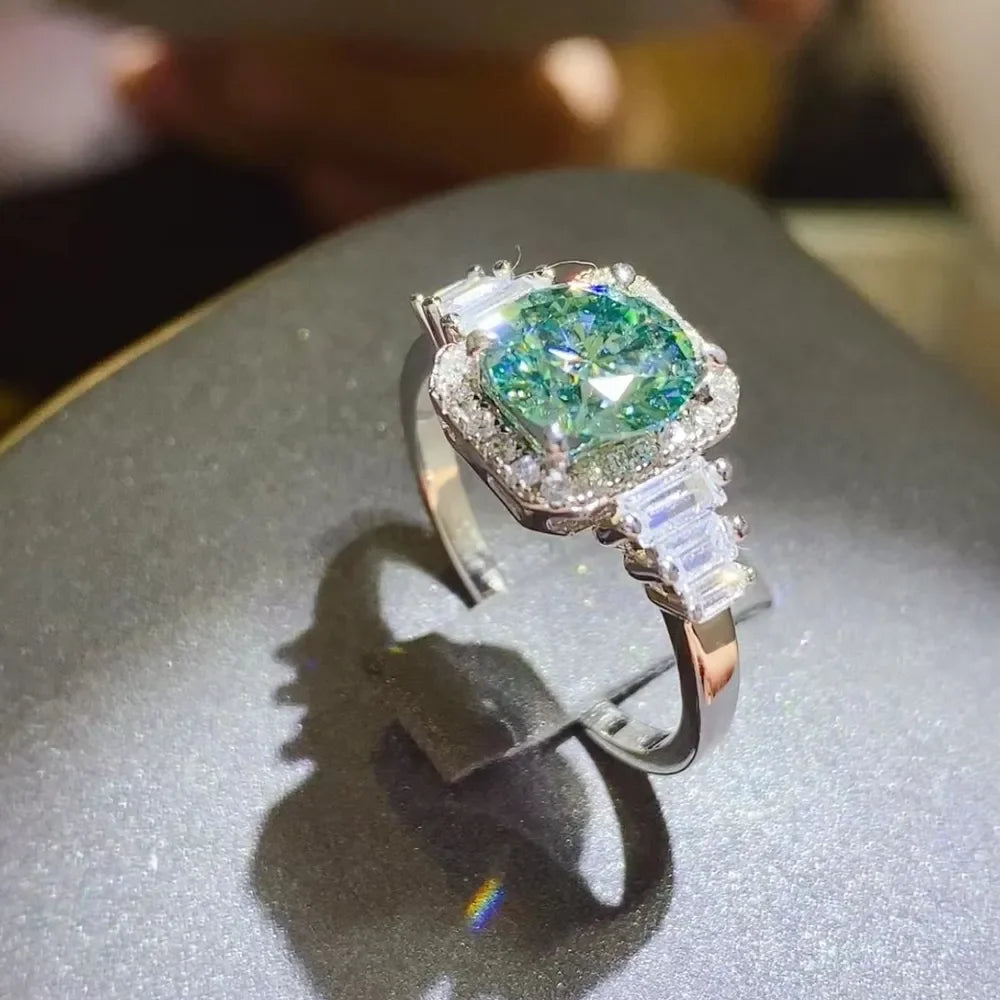 3 Carat Moissanite Sterling Silver Ring With Halo - Southern Shores Clothing