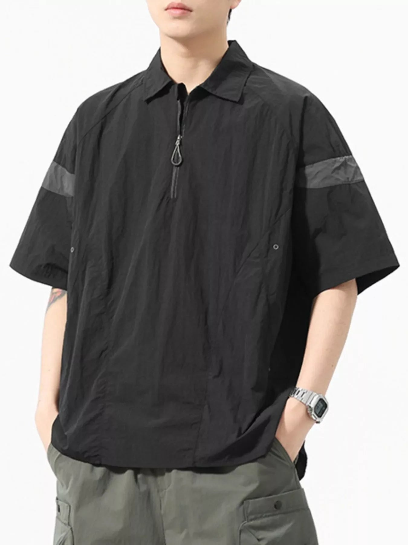 Plus Size Breathable Nylon Quarter Zip Polo Shirt - Southern Shores Clothing