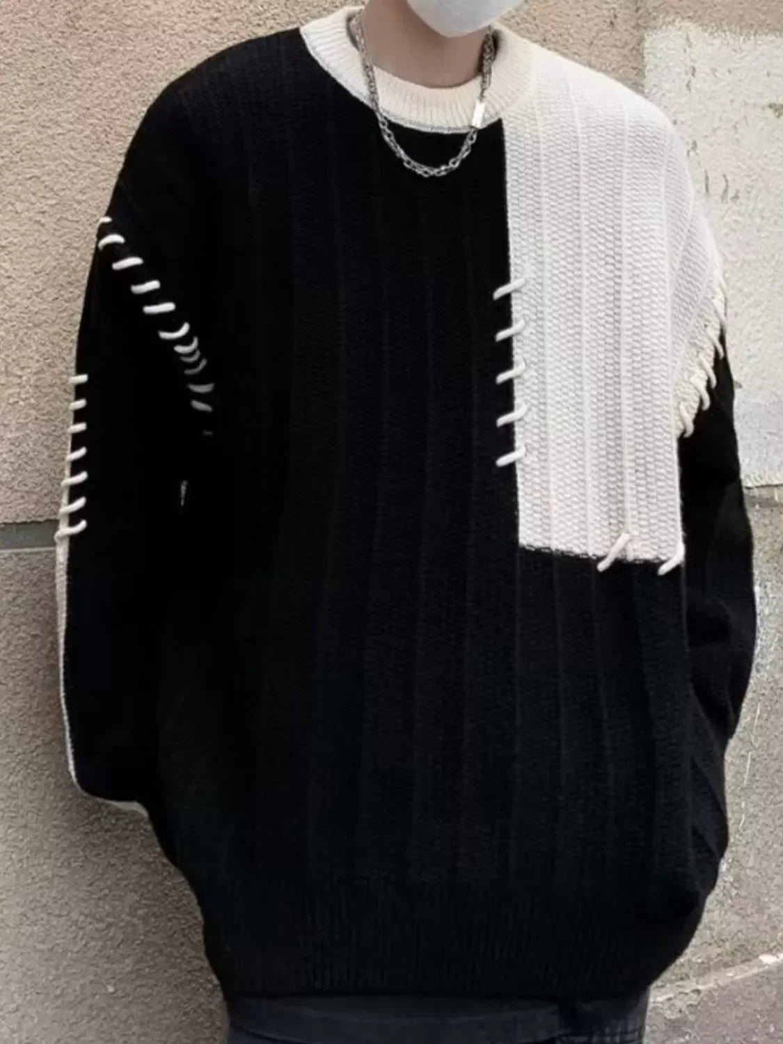 Block Oversized Knit Sweater Polyester Spandex Blend Coastal - Southern Shores Clothing