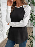 Contrast Raglan Sleeves Waffle Knit T Shirt - Southern Shores Clothing
