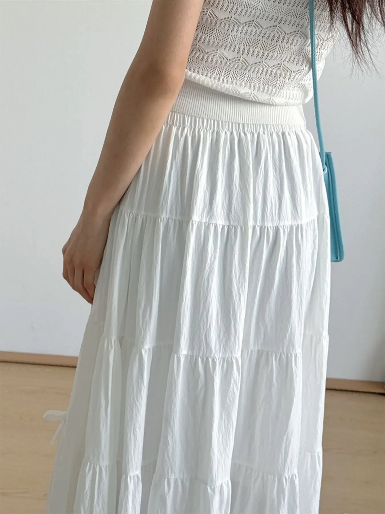 Tiered Elastic Waist Maxi Skirt Polyester - Southern Shores Clothing