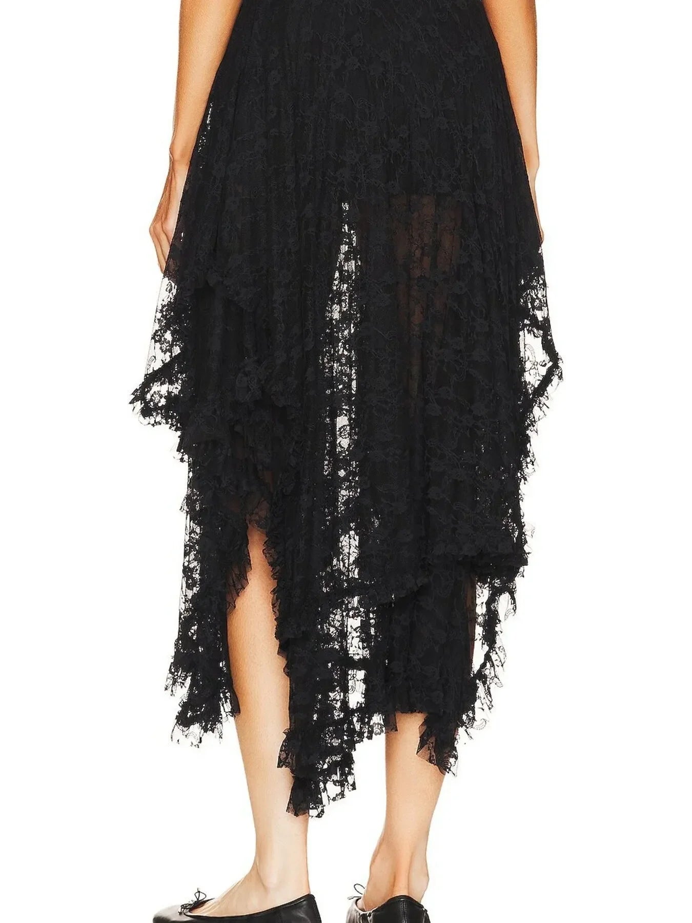 Asymmetrical Lace Midi Skirt Partially Lined - Southern Shores Clothing