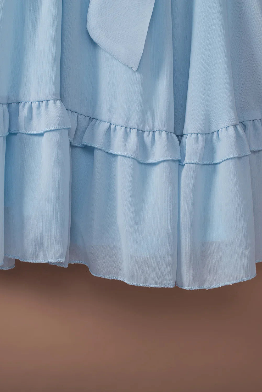 Tied Plunge Smocked Waist Flounce Sleeve Dress - Southern Shores Clothing