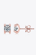 Moissanite Sterling Silver Stud Earrings Rose Gold Plating - Southern Shores Clothing