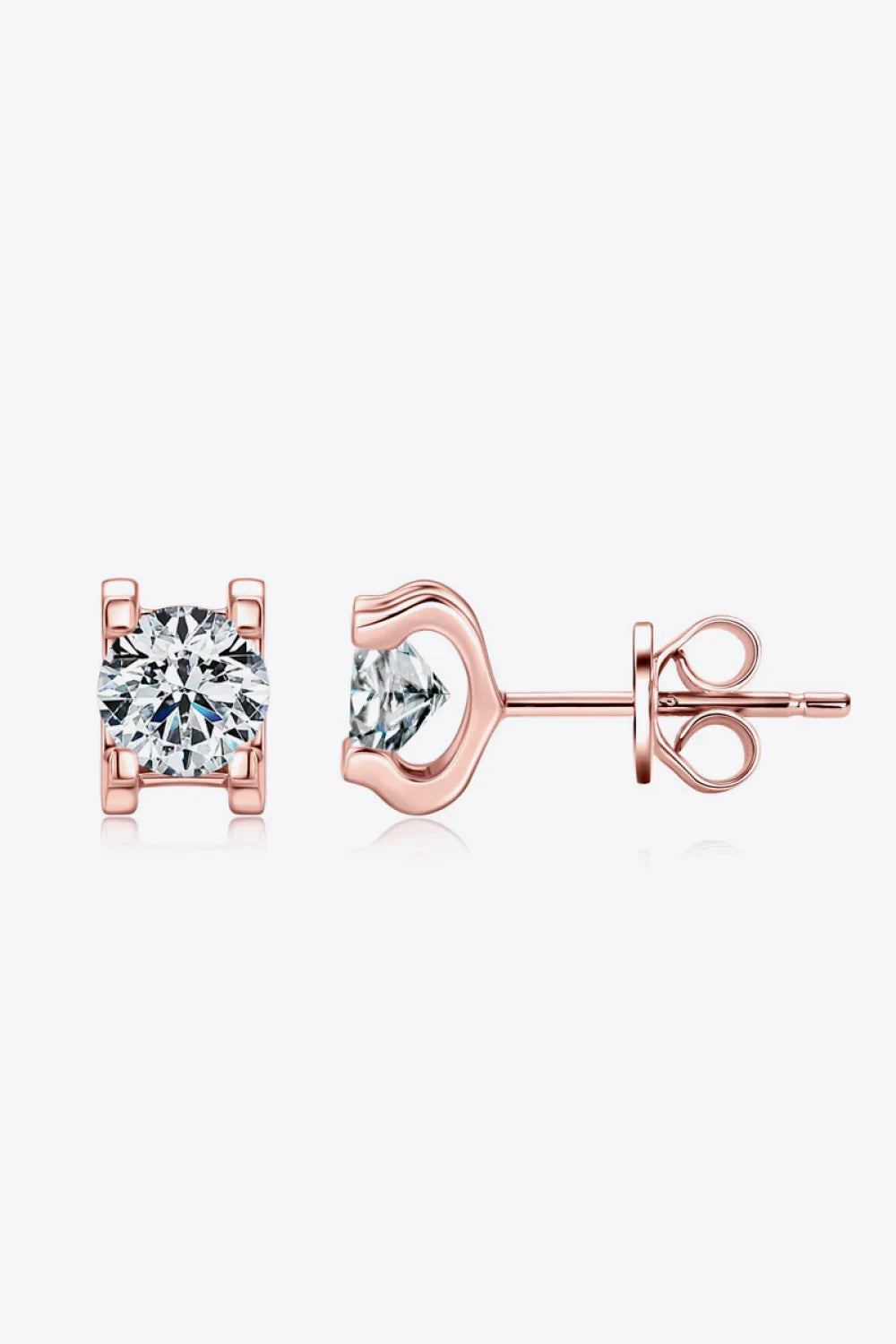 Moissanite Sterling Silver Stud Earrings Rose Gold Plating - Southern Shores Clothing