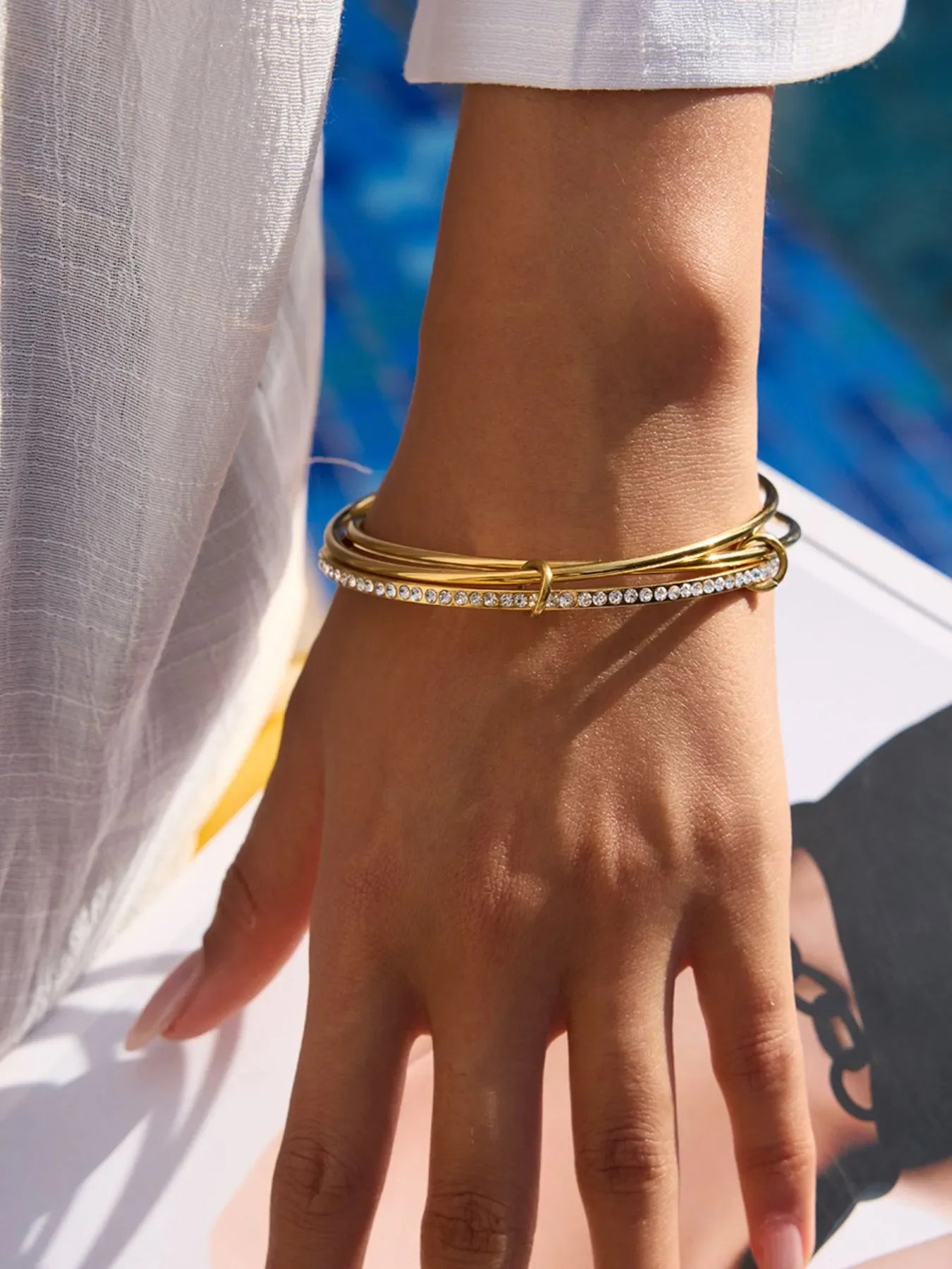 18K Gold-Plated Crossover Zircon Bracelet - Southern Shores Clothing