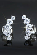 Minimalist Moissanite Earrings, Platinum-Plated Silver - Southern Shores Clothing
