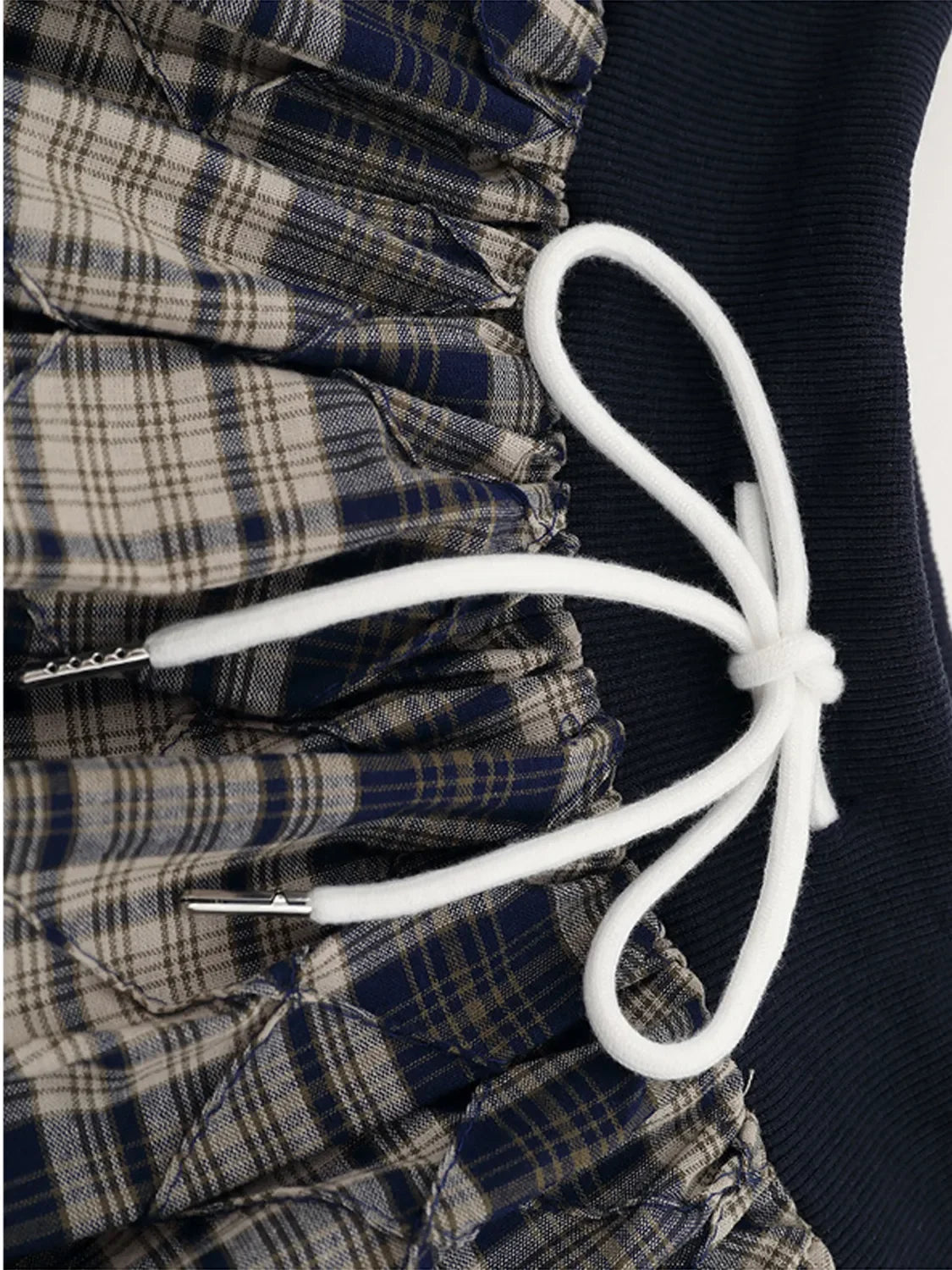 Drawstring Plaid Velour Skort With Ruched Detail - Southern Shores Clothing