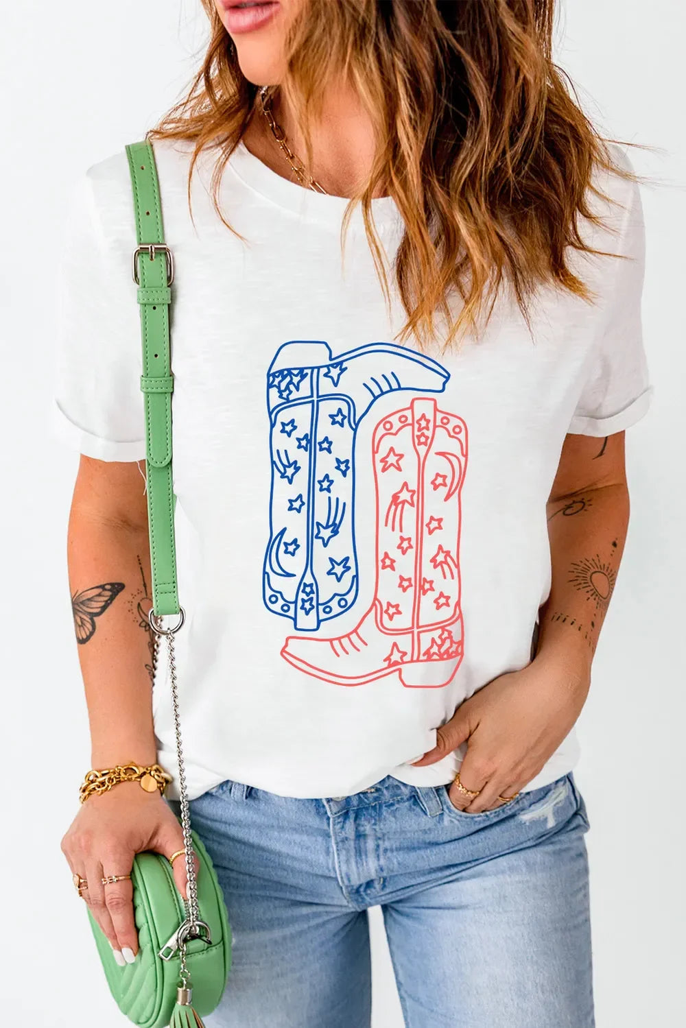 Boot Graphic Round Neck Short Sleeve Tee - Southern Shores Clothing