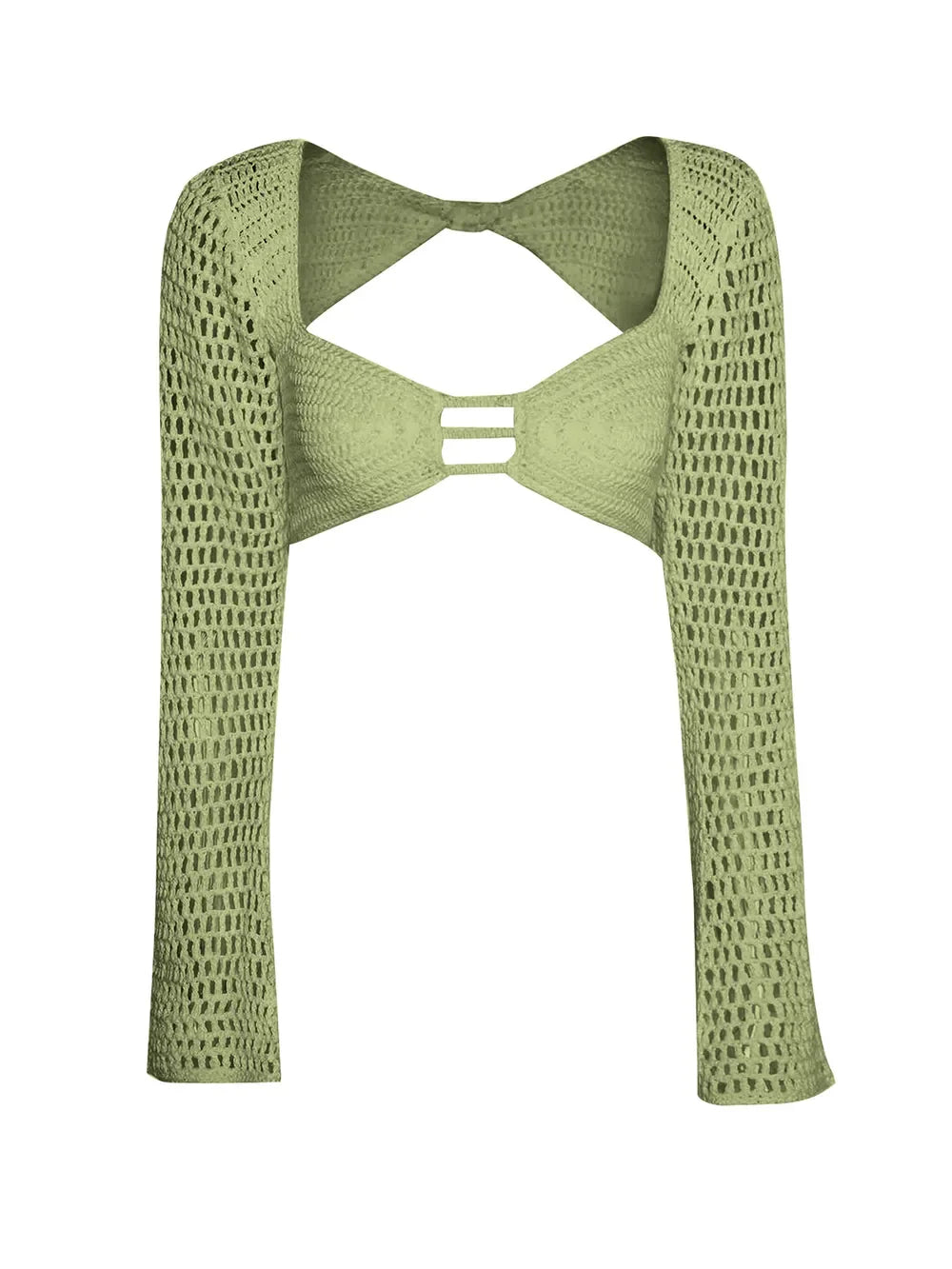 Crochet Tie Front Long Sleeve Top And Maxi Skirt Two Piece Set - Southern Shores Clothing