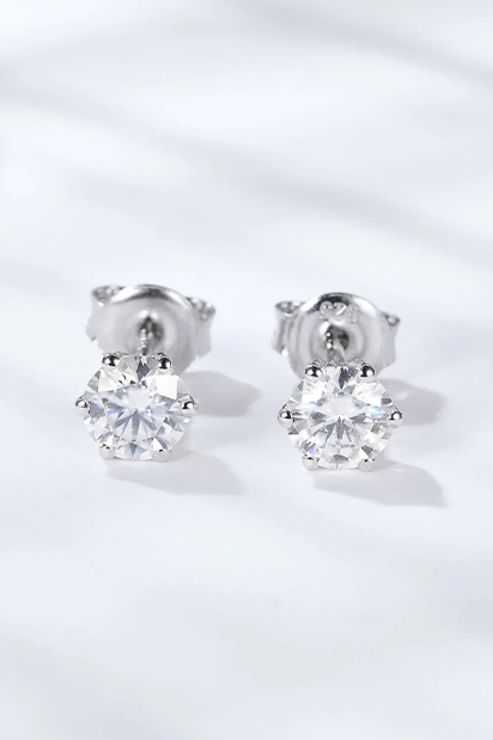 Minimalist Moissanite Stud Earrings In Sterling Silver - Southern Shores Clothing